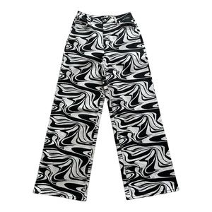SO Super High Rise Wide Leg Black Marble White Jeans 5/27W